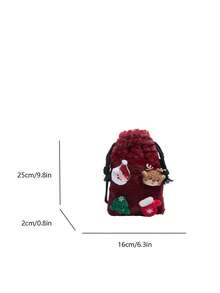 Winter And Autumn Santa Claus Cute Cartoon Red Small Bag For Girls - Knitted Shoulder Bag - Red - View 2
