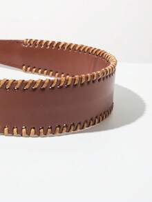 1pc Solid Color PU Leather Headband, Korean Fashion Knight Style Wide Edge Versatile Personalized Hair Accessory Suitable For Women And Girls ,Hair Band ,Diadema ,Hair Hoop