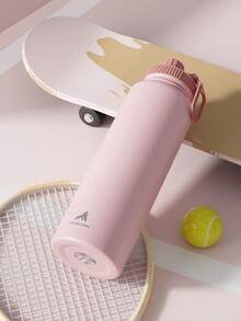 Powcan 40oz insulated stainless steel sports water bottle with spout and handle lid, wide-mouth bottle, double-wall stainless steel, leak-proof design, suitable for sports, outdoors, travel, school, and office - 粉色 - 查看 9