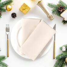 Set Of 12 Polyester Cloth Napkins 18x18 Inches - Washable Dinner Napkins With Hemmed Edges For Weddings, Than1ks 1giving, Hotel - Soft Durable Table Linen For Parties Or Everyday Use - Beige,18inchx18inch(Setof12),Beige - 淺褐色的 - 查看 4