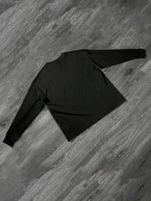 1 Pcs Long Sleeve Top With Anti Social Club Style Print,Funny,230g 100 Percent Cotton,Winter Gifts,Christmas - 黑色 - 查看 2