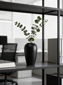 1pc Black & White Textured Decorative Vase, Imitation Ceramic Vase, Modern Matte Tabletop Vase (3 Sizes), Striped Texture Faux Ceramic Decorative Bottle, Suitable For Living Room, Entryway Cabinet, Coffee Table, Bedroom Nightstand, Bookshelf, Cafe Corner, Studio Display, Luxury Clothing Store Display, Wedding Reception Area, Party Decor, Can Be Paired With Floral Arrangements, Dried Flowers, Eucalyptus, Wheat Stalks, Fresh Flowers, Roses, Lilies, Artificial Plants, Nordic Style Greenery - Multicolor - View 5