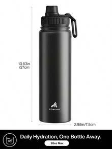 Meoky 26oz Insulated Stainless Steel Sports Water Bottle With Spout And Handle Lid, Wide-Mouth Bottle, Double-Wall Stainless Steel, Leak-Proof Design, Suitable For Sports, Outdoors, Travel, School, And Office