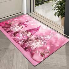 1pc Pink Gnome Valentine's Day Decorative Doormat, Heart Valentine's Day Gift, Valentine's Day Decor, Valentine's Day Carpet Doormat, Small Rug, Welcome Mat, Carpet, Mat, Outdoor Doormat, Kitchen Rug, Home Decor, Front Door Mat, Area Small Rug, Outdoor Mat, Home Decor, Area Rug, Garden Rug, Washable Carpet - Multicolor - View 1