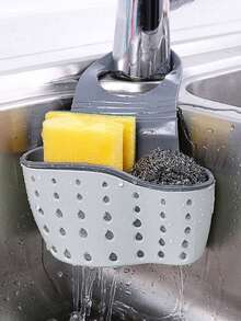 1 Piece, Universal Size, Adjustable, Draining Storage Basket, Silicone Sink Caddy, Kitchen Organizer, Sponge Holder, Soap Dish, Home Daily, Christmas Decorations, New Year Gift, Dishware Storage, Rag Hanger, Multi-Purpose, Sink Accessory