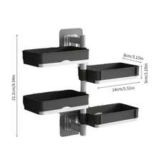 2/3/4 Tier Rotating Soap Dish, Bathroom Wall Mounted Soap Holder, Drain Soap Box, Creative Storage Rack - Black and White - View 7