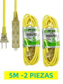 EXTENSION 4 ENCHUFE 3M/5M/7M/10M/15M DE USO RUDO PARA EXTERIOR HOGAR - 5 metros--2 piezas - Ver 12