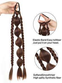 18英寸单件装合成灯笼泡泡辫马尾假发片，带弹力带，自然时尚，浅棕色/金色拳击马尾假发片，少女配饰假发 - 彩色 - 查看 2