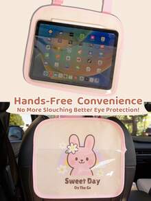 1 Gói Giá đỡ iPad cho trẻ em ở ghế sau ô tô - Thiết kế dễ thương cho bé gái Giá đỡ máy tính bảng rảnh tay có túi đựng màn hình cảm ứng để xem phim lành mạnh và giải trí khi đi du lịch - Màu be - Xem 3