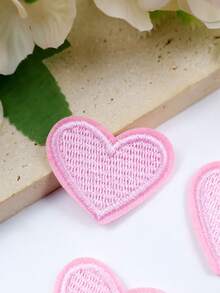 12 piezas de parches con forma de corazón pequeño de color rosa para planchar - Rosa - Ver 4