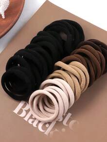 50pcs Women's Solid Color Elastic Hair Ties For Daily Life Casual,Woman Head Accessories, Woman Hair Accessories Ponytail Holders Hair Elastics Hair Rubber Bands Scrunchies Hair Rope, Hair Bobbles ,Gym Sport Outfit Gym Beauty Makeup Woman Accessories - 多色 3 - 查看 1