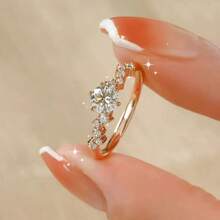 Elegant 925 Sterling Silver Ring, Suitable For Daily Wear And Gift Occasions, Valentine's Jewelry, Hollow Twisted Four-Claw Round Engagement Ring - Diamond Ring F - View 3