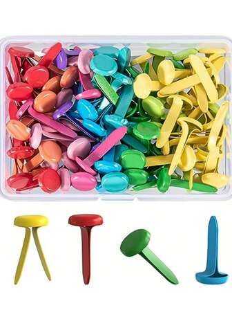 10 piezas/50 piezas Trenzas para manualidades de papel, sujetadores de papel multicolor, sujetadores de latón para scrapbooking DIY, utilizados como conexiones de unión para personajes o animales, para fijar materiales multicapa, fotos, tarjetas, scrapbooking con sujetadores de latón