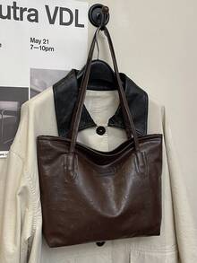 Large Capacity Women's Fashion Multifunctional Shoulder Bag, New Canvas Handbag, Stylish Design, Suitable For School, Commuting And Shopping (Pendant Not Included) - Coffee - View 3