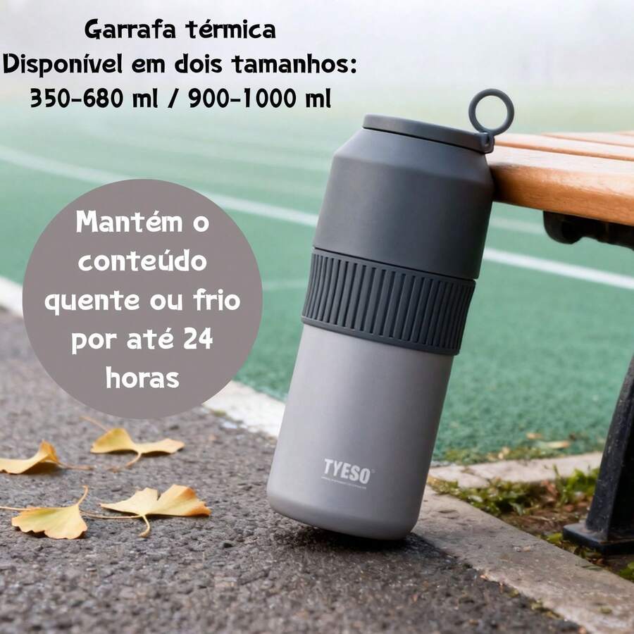 TYESO 900-1000/350-680 Ml Thermal Bottle, Available In Two Sizes. Keeps Drinks Cool Inside, Maintaining The Temperature Of Hot Or Cold Beverages For Up To 24 Hours. Ideal For Physical Activities, Sports, Work, School, Birthday Gifts, And Christmas Presents. - 灰色的 - 查看 1