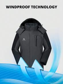 CAMEL CROWN 男士防水保暖滑雪服，带可拆卸帽子，蓬松抓绒内衬，冬季款