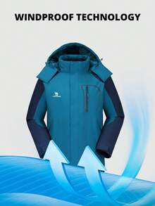 CAMEL CROWN 男士防水保暖滑雪服，带可拆卸帽子，蓬松抓绒内衬，冬季款