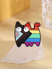 一套LGBT骄傲彩虹猫徽章珐琅别针卡通小猫宠物猫金属胸针衣服翻领徽章珠宝礼物送给朋友 - 彩色 - 查看 5
