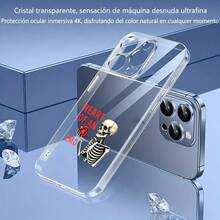 de moda transparentes, carcasa de teléfono transparente Cubierta de teléfono transparente para iPhone con diseño de esqueleto sosteniendo corazón rojo y texto Heart of an Emo ideal para uso diario y estilo urbano Prevención de caídas - transparente - Ver 3
