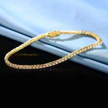 2 st 2,0 mm tennisarmband, 18K guldpläterat 2 mm kubisk zirkonia klassiskt tennisarmband - Guld*2 - Visa 8