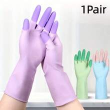 1/3 Pair Multi-Purpose Household Cleaning Gloves, Non-Slip High Elasticity, Latex Material, Suitable For Kitchen, Bathroom, Outdoor, Car Cleaning - Washable, Practical Gloves, Flexible Latex Gloves [Packaging Pattern Is Random] - Multicolor - View 2
