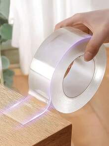 1pc 2cm/0.78in Reusable And Washable Nano Double-Sided Tape - Transparent, Multi-Purpose Adhesive Suitable For Home, Kitchen, Bathroom, Office And Automotive Use Room Decor Wall Decor Wall Stickers Wall Sticker Stickers Sticker - Clear - View 2