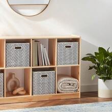 Basics Collapsible Fabric Storage Cubes With Oval Grommets - 6-Pack, Light Grey - Grey - View 5