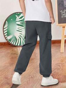 2条装男童青少年休闲侧袋抽绳裤，适合运动、户外活动，春夏秋冬皆宜。 - 黑色 - 查看 9