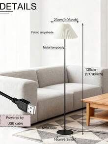 1pc USB Powered Minimalist Floor/Desk Reading Lamp, Ambient Light Suitable For Bedroom, Living Room, Office, Bar, Sofa, Bedside Decor