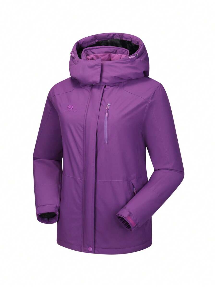 CAMEL CROWN Women's Windproof Ski Jacket, Waterproof Thickened Parka Coat, Warm Down Jacket - Purple - View 1