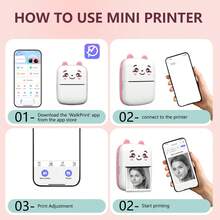 Impresora Mini Inalámbrica con Carga USB Portátil Impresora de Etiquetas sin Tinta para Fotos, Notas, Regalos, Recibos, Listas y Scrapbooking DIY - Adecuada para Uso en el Hogar, Oficina, Escuela Regalo de Navidad y Año Nuevo Impresión de Fotos - A8C (impresora) - Ver 8
