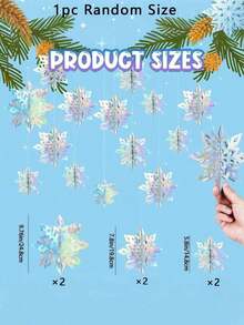 6pcs Christmas Hanging Snowflake Decorations, Large 3D Snowflake Decorations,3D Shiny Iridescent Snowflake Decorations Holographic Garland, Rainbow Snowflake Paper Pendants, Ceiling Decoration, Suitable For Fairyland And Frozen Theme Parties,Holographic Snowflake Garlands In Silver, Snowflake Winter Fairyland Decorations - 彩色 - 查看 10
