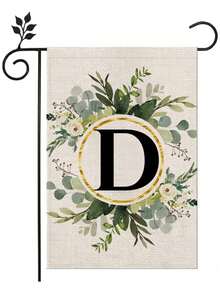 1 Piece/Linen Letter Flower Garden Flag 12x18 Inches Double-Sided Family Surname Letter Courtyard Flag, Suitable; Birthday, Theme Party Outdoor Garden Decoration, Autumn Garden Flag, Halloween Garden Flag, Christmas Garden Flag, Autumn, Halloween, Christmas Decoration - 彩色 - 查看 28