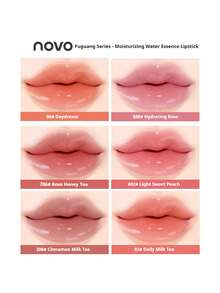 NOVO Rouge à lèvres longue tenue et hydratant avec un éclat naturel, convient pour le port quotidien, les remises de diplômes, les fêtes, les cadeaux, l'automne/l'hiver, le style Y2K, marque pour femmes - 200# Thé au lait à la cannelle - Voir 10