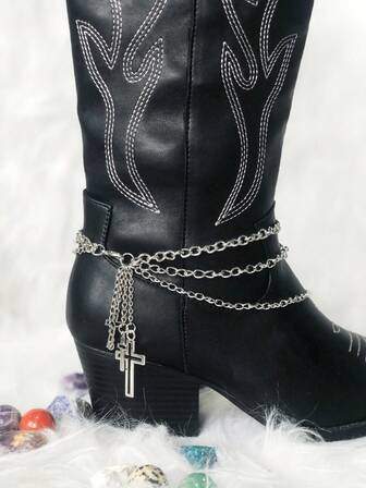 Cadenas de botas con dijes en capas DIY - Estilo vintage rock Cadenas de zapatos para mujeres y hombres - Accesorios retro punk para botas para Halloween, Navidad, fiestas, festivales, uso en el escenario y moda cotidiana