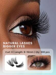 Racimos de pestañas DIY, 30D/40D/50D/60D/80D/100D D-Curl, 9-16mm Naturales Suaves Ligeros Reutilizables Pestañas individuales, Adecuado para maquillaje diario - Celeste - Ver 3