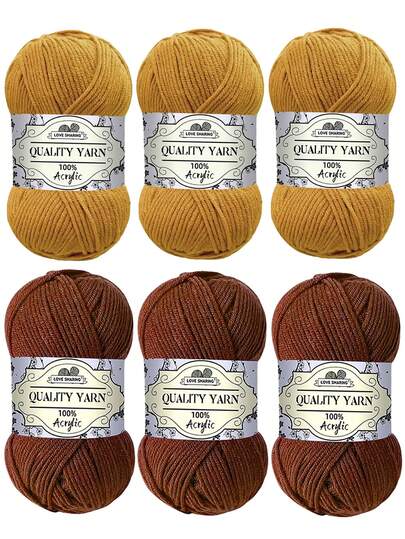 300g 6pcs/Set Colorful Knitting Yarn Set, Suitable For Crochet And Handcraft Projects, Beginner Craft Gift - Soft Multicolor Yarn Set For Coasters, Bags, Blankets, Dolls, Sweaters And Scarves. Perfect For Valentine's Day, Halloween, Christmas And Other Holidays (50g Per Skein)