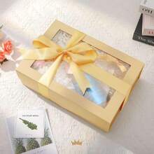 5 Large Kraft Gift Boxes With Windows, 13.5x9x4.1 Inches Clear Gift Boxes For Presents Contain Ribbons, Cards, Groomsmen Proposal Boxes, Boxes Witagnetic Lids,30187509 - 米色 - 查看 6