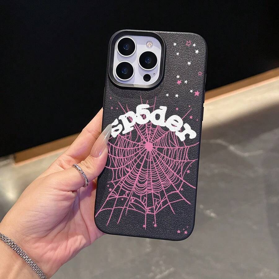 This Is A Single-Pack Of Spider Web Pattern Phone Cases, Featuring A Simple And Stylish Design. It Is Compatible With IPhone 11/12/13/14/15/17/Air/Pro/Plus/Pro Max And Is Suitable As A Gift For Friends Or For Special Occasions Such As Valentine's Day. - màu đen - Xem 1