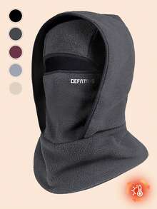 1件装男女通用冬季保暖双层拉法帽，带面罩，三合一多功能男女帽，防风保暖内衬颈部防护罩，轻便，适合滑雪、骑行等户外活动和工作。