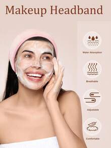 3pcs/Set Headband & Wristbands, Suitable For Face Washing, Cleansing, Makeup Application, Makeup Removal, Travel, Fits All Skin Types - Multicolor - View 3