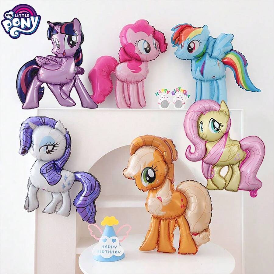 Hasbro 6pcs  Officially Licensed Twilight Sparkle Applejack Rainbow Dash Fluttershy Rarity Pinkie Pie Balloon Set Cute Cartoon Style Decoration Carnival Party Photo Props Party Supplies Christmas Birthday Gifts - YY-xMBL-001 - View 1