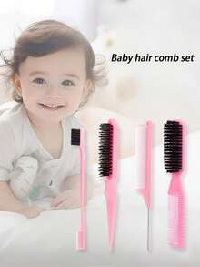4pcs Kids Hair Brush Set, 2-In-1 Comb & Brush For Hair Styling And Quick Cleaning, Mouse Tail Comb, Highlighter Weaving Comb, Eyebrow Cleaning Brush