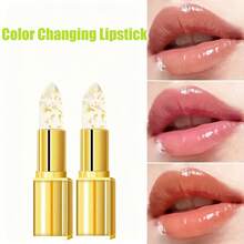 2PCS Transferproof Color Changing Lipstick  Color Changing Lipstick Gold Foil For Women Moisturizing Glossy Shine Lip Gloss Deep Nourishment Christmas Gifts Valentine's Day Gifts - 金色 - 查看 1