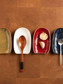 1PC Ceramic Spoon Rest Ceramic Tableware Storage Rack,Multi-Slot Utensil Organizer With Dish, Vintage Kitchenware,Durable Heat-Resistant Kitchen Utensil Organizer Space-Saving Countertop Organizer For Home & Restaurant Use - Decorative Utensil Storage For Spatulas, Ladles, Whisks - Ideal Gift For Cooks Valentine's Day, Mother's Day, Thanksgiving - Multicolor - View 3