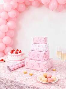 3张粉色蝴蝶结主题婴儿派对礼品包装纸，精美粉色蝴蝶结混搭设计，适用于性别揭晓派对、一周岁生日派对等场合。婴儿派对粉色蝴蝶结设计礼品包装纸，一周岁生日礼品包装用品，婴儿派对装饰，性别揭晓派对餐桌礼品包装装饰，婴儿派对礼物，生日装饰 - 粉紅色蝴蝶結 - 查看 11