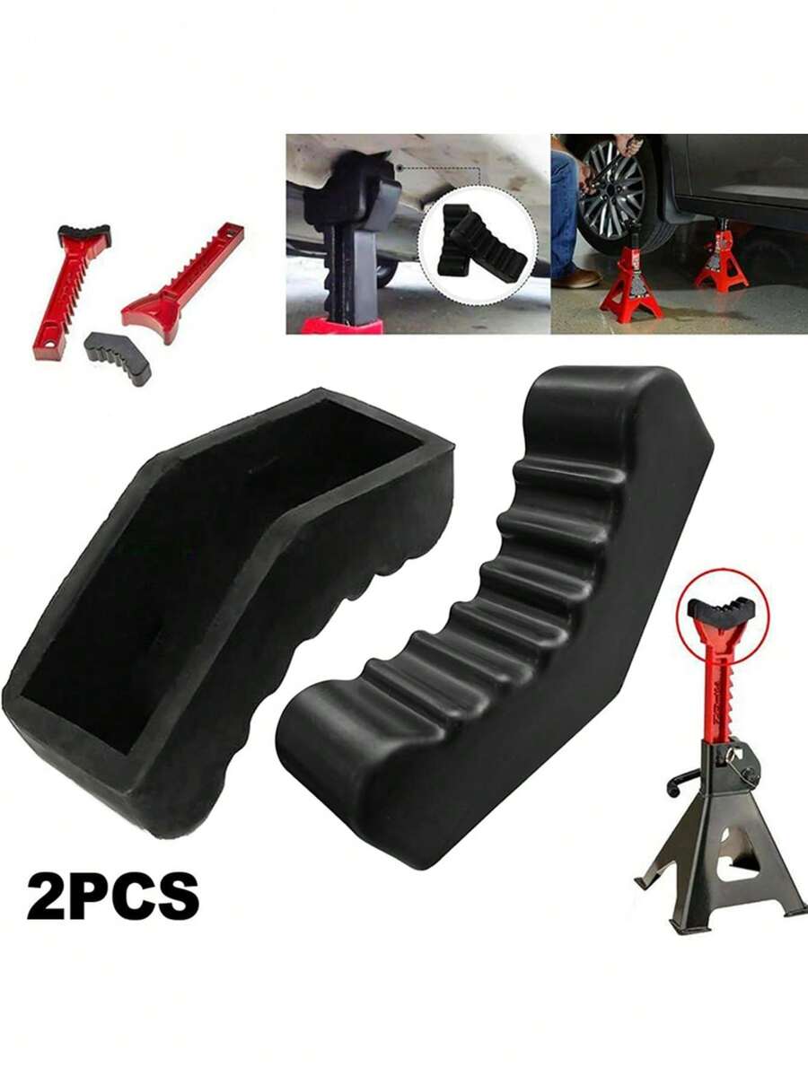 2 Pieces/Pack Of Black Rubber Shaft Jack Pads - Multicolor - View 1
