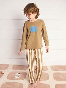 mini bala 植物纤维系列儿童睡衣套装 男女童婴儿睡衣 柔软透气 2025秋季款 - 卡其 - 查看 1