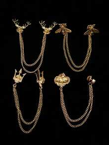 1pc Fashionable Business Elegant Luxury Unique Personalized Bee Crown Trident Antler Brooch Pin, Men's Holiday Party Business Commute Jewelry - Multicolor - View 4