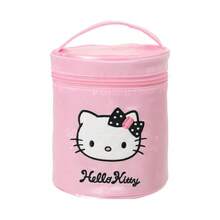 Bolsa de maquillaje con brillo de Hello Kitty de Miniso, estuche de cosméticos con forma de cilindro de Sanrio, neceser redondo con brillo para niñas de viaje - Rosa - Ver 2